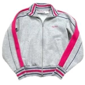 MacGregor Women’s Vintage Track Jacket Full Zip Sweatshirt Gray Pink Blue Small